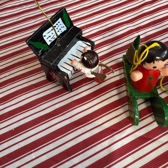 Vintage Handcrafted Wooden Christmas Ornaments Set Of 4 Figurines - Picture 2 of 5